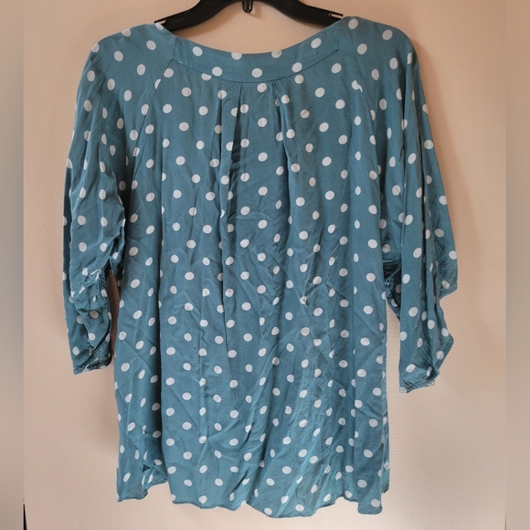 Anthropologie Maeve Braxton Polka Dot Blouse - Picture 2 of 5